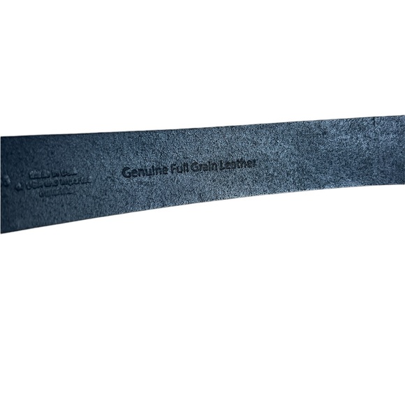 L.L. Bean Black Leather Belt Silver Buckle Mens 38 Made in USA Full Grain - Picture 6 of 10